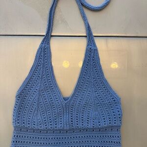 Hollister Blue Crochet Halter Top